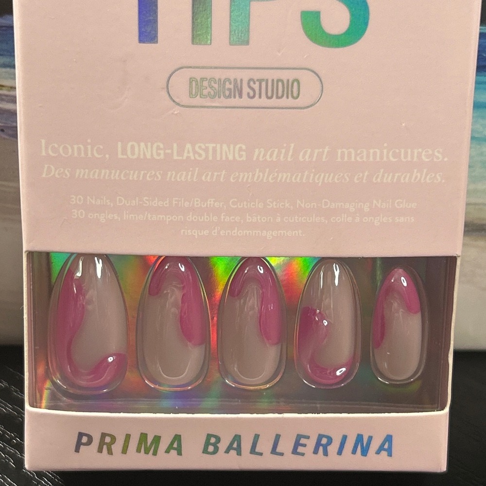 Chillhouse Design Studio Prima Ballerina Press On Nails Pink Swirl Almond New